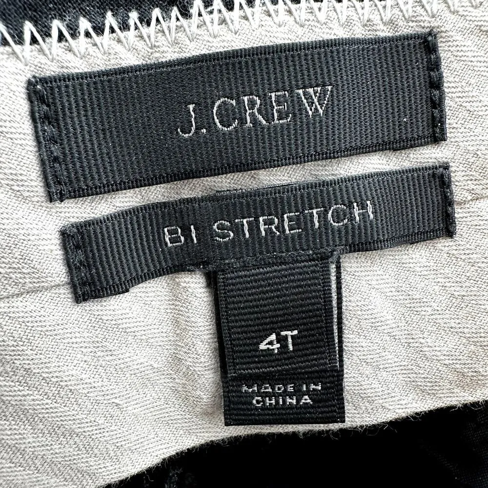 J.Crew Wool Trousers Dress Pants Stretch Pockets Hook & Eye Straight Black 4T - Image 3