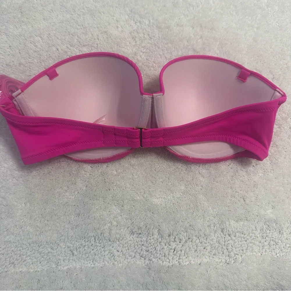 Victoria’s Secret Flirt Bandeau Hot Pink Swim Bikini Top 34D - Image 7