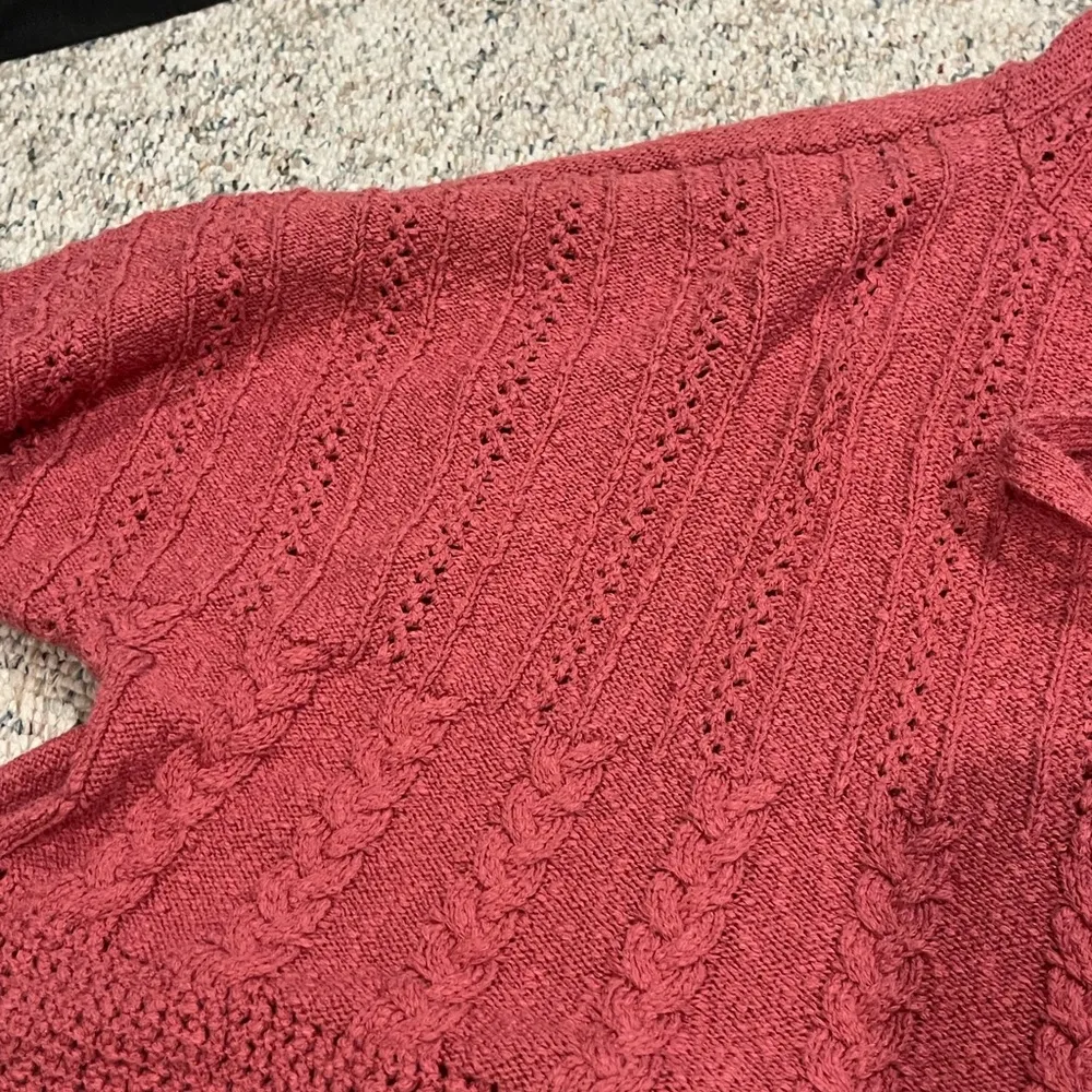 pink patchwork hooded drawstring cropped sweater M - Image 6