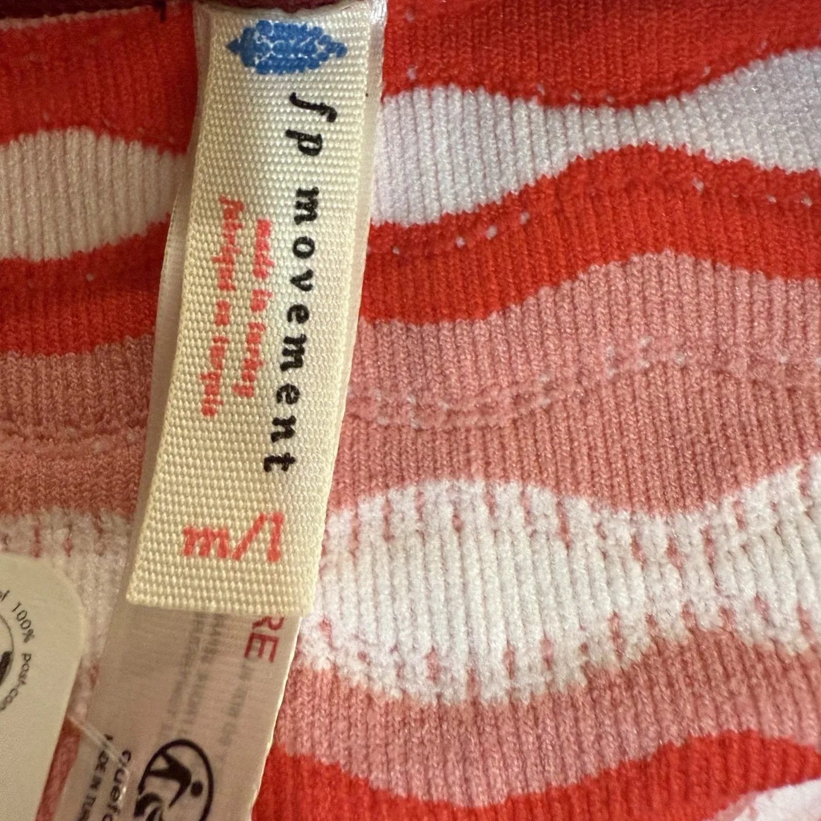 Free People Movement Sunset Cami M/L Pink Red Flame Combo Textured Cropped New - Image 5