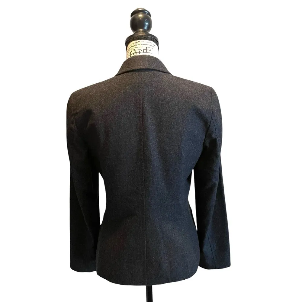 J. Crew Wool Blazer Jacket Charcoal Gray Size 4 Business Office Preppy Workwear - Image 4