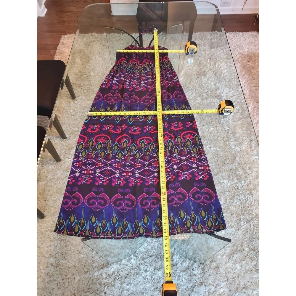 Xhilaration Women's Multicolor Rayon Halter Neck Sleeveless Long Maxi Dress XS - Image 9