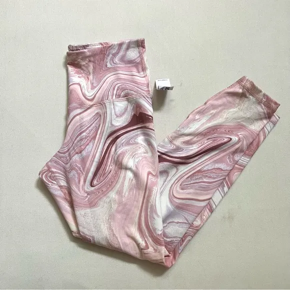 NWT Old Navy Active Pink White Swirl Workout Leggings Pants Size S Petite - Image 2