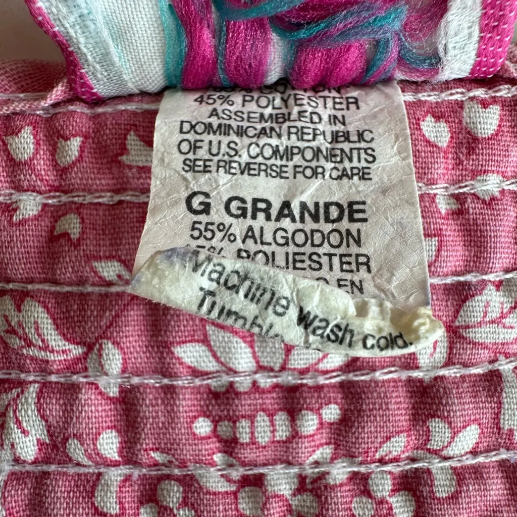 Vintage Lady Manhattan Pink Cabbage Rose Print Muu Muu House Dress Nightgown Size L - Image 6