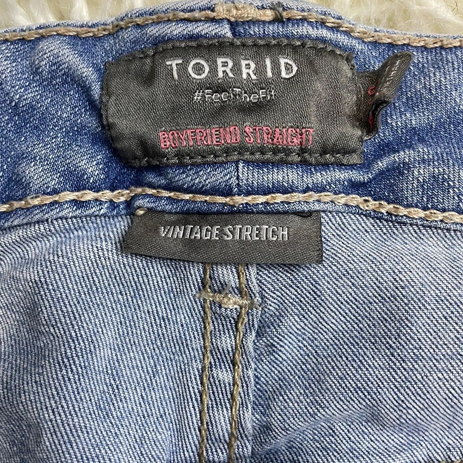 Torrid Jeans Womens 14S Blue Boyfriend Straight Distressed Vintage Stretch - Image 4