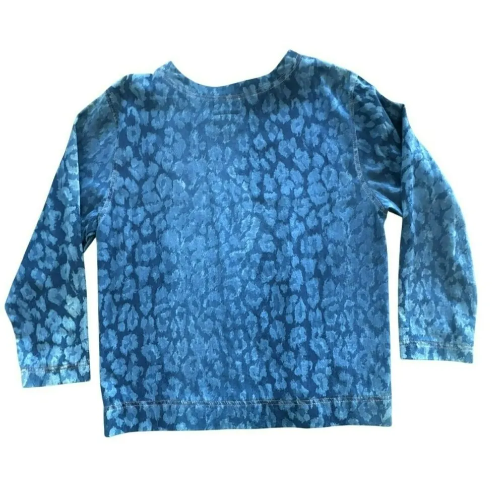 Gene Ewing Bis Vintage Sunwash Cotton Denim Top Size Medium Popover Printed 80s Blue - Image 3