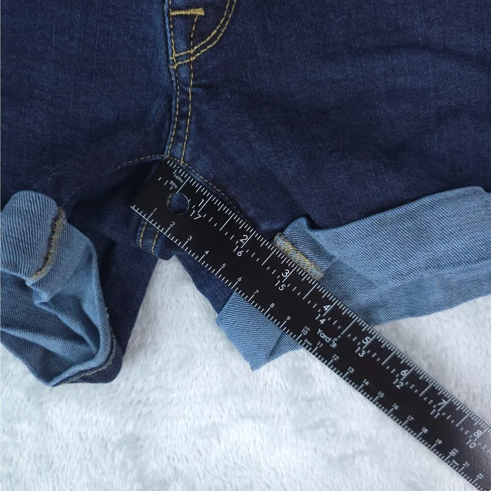 Mossimo Demin Shorts Womens 0 25W Mid Rise Midi Super Stretch Rolled Cuff Booty Blue - Image 5