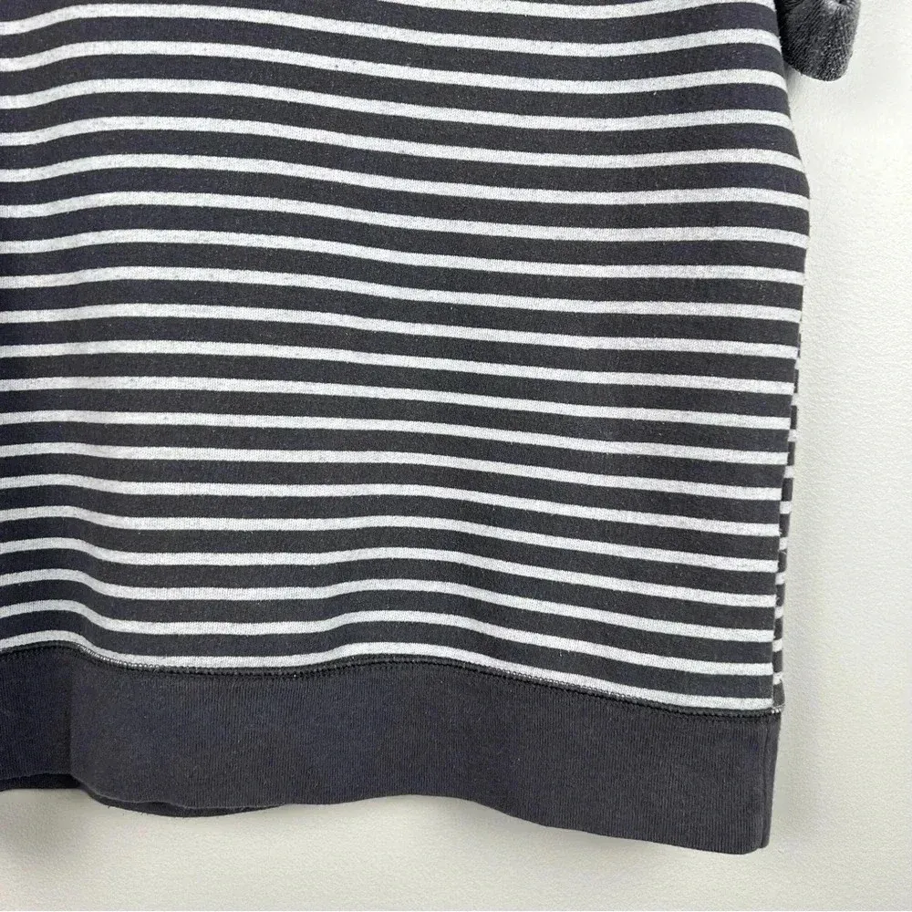 Hanes Women’s Short Sleeve Cuffed Scoop Neck Striped Shirt‎ Gray White, Size Med - Image 3