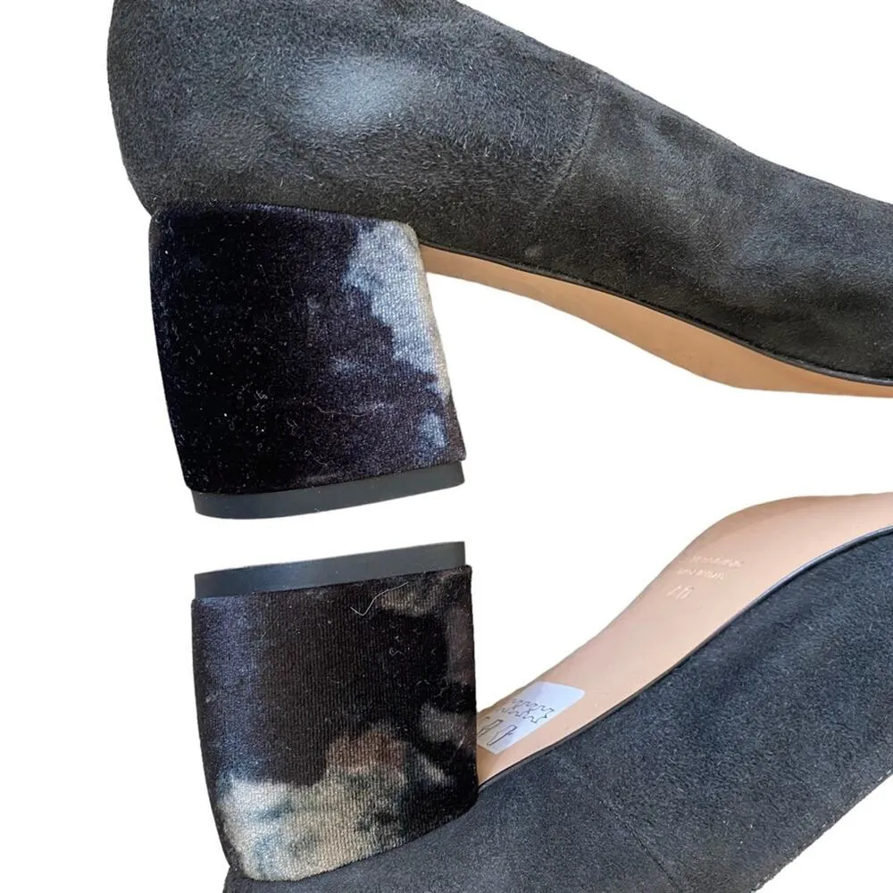 Anna F. Gray Suede Round Toe Velvet Block Heels size 40 US 10 Designer Luxury - Image 8