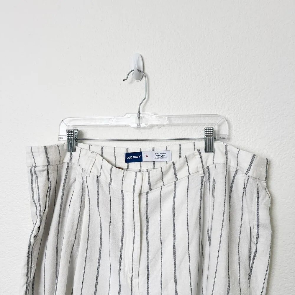 [Old Navy] Striped Navy White Linen Blend Extra High Rise Taylor Shorts Size XL - Image 4