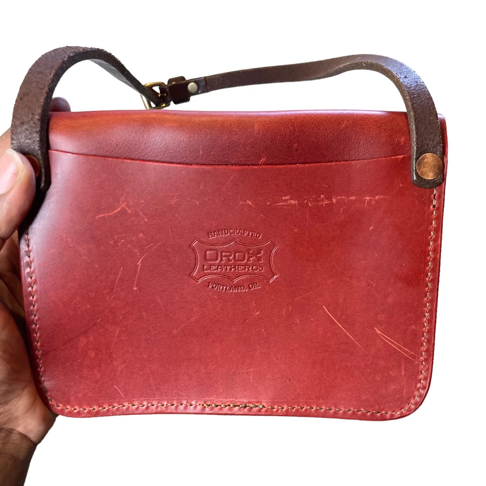 Orox Leather Co Merces Petite Red Leather Shoulder Bag - Image 3