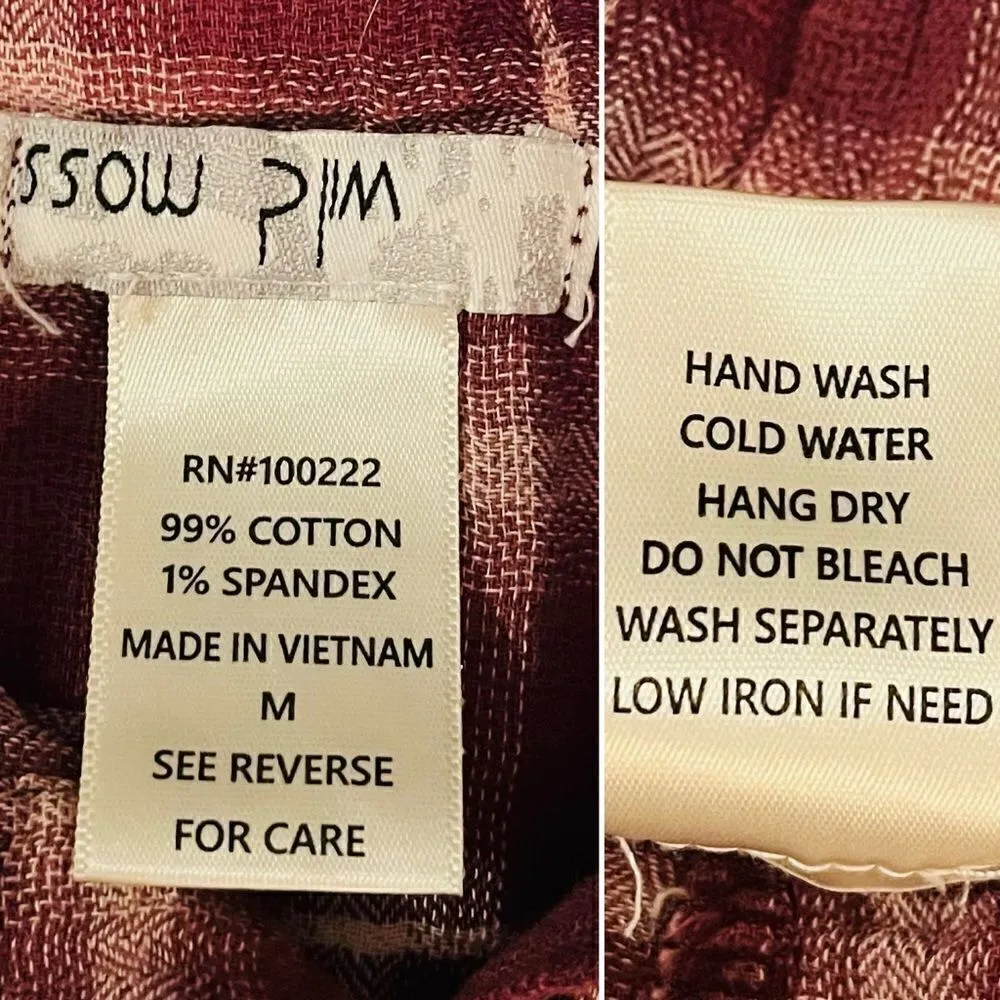 Wild Moss Women's Burgundy Long Sleeve Plaid Mini Shirt Dress M Pink Size M - Image 10