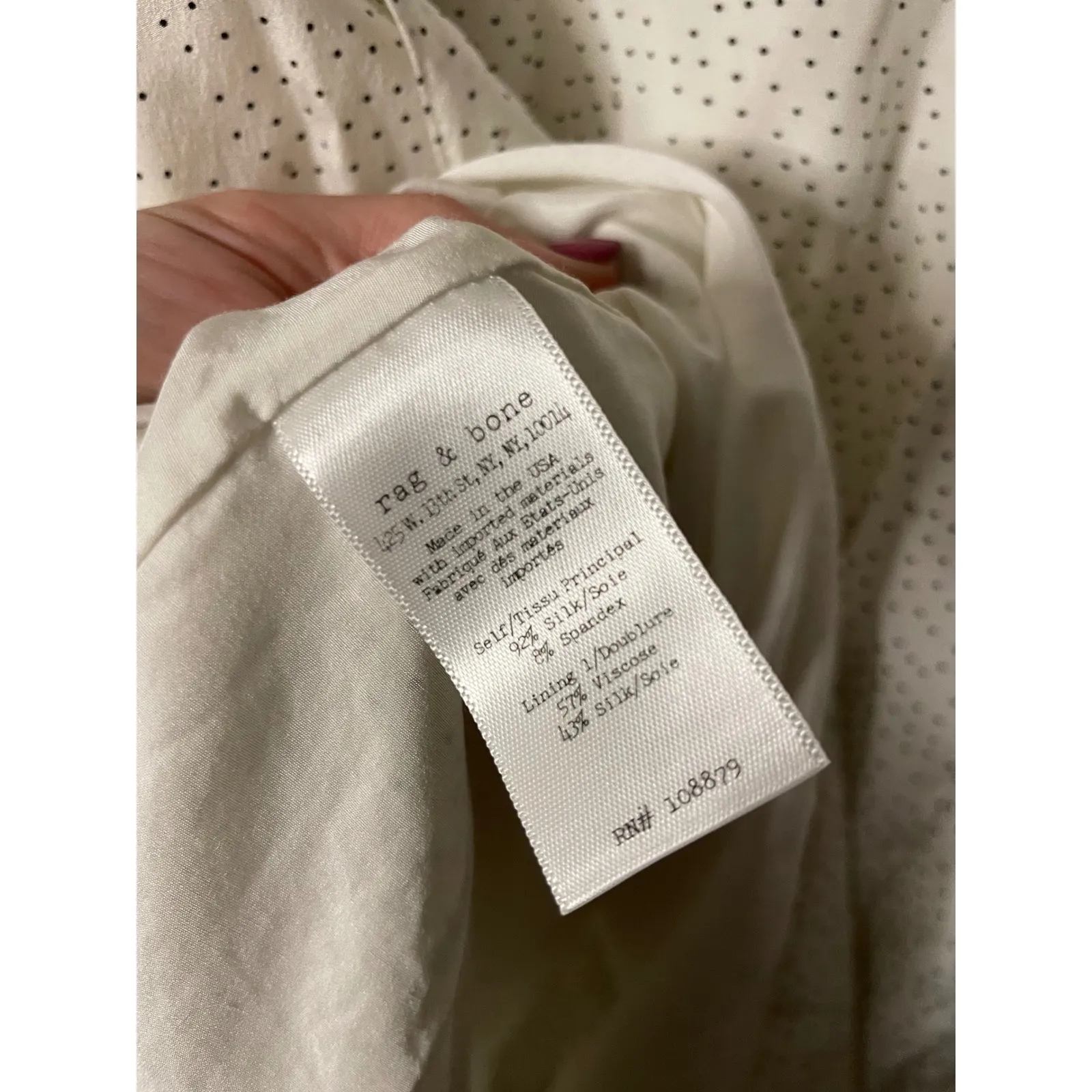 Rag & Bone Polka Dot Silk Blend Sleeveless Midi Dress Size 10 preppy - Image 7