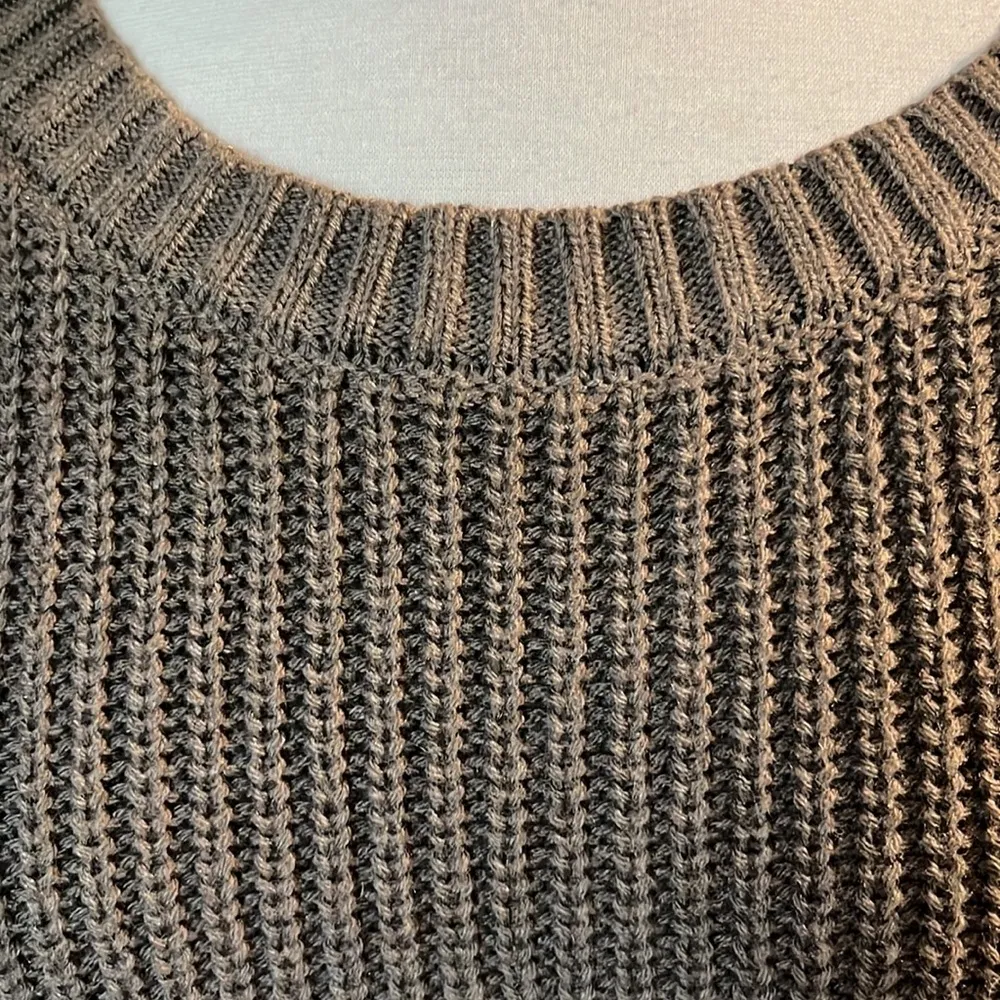 Pink Rose Brown Acrylic Sweater Cropped Crewneck Comfy Womens Medium - Image 6