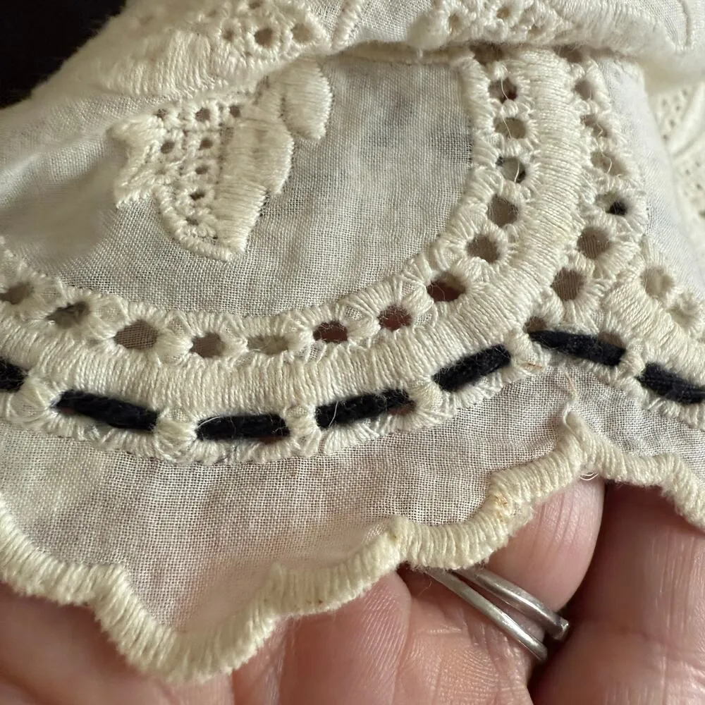 MINT by JODI ARNOLD | Embroidered Cotton Silk Eyelet Babydoll Split Neck Tee | 2 White - Image 8