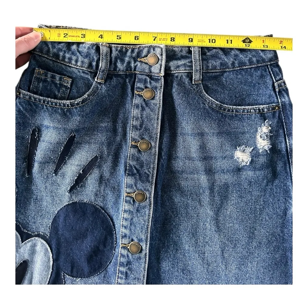 Desigual X Disney Mickey Mouse denim patchwork skirt XS - Image 7