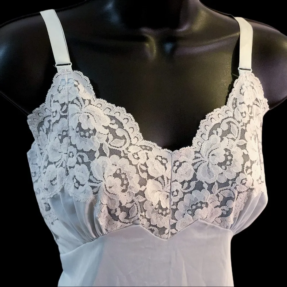 Vintage Light Blue Lace Neckline Slip Dress - Image 9