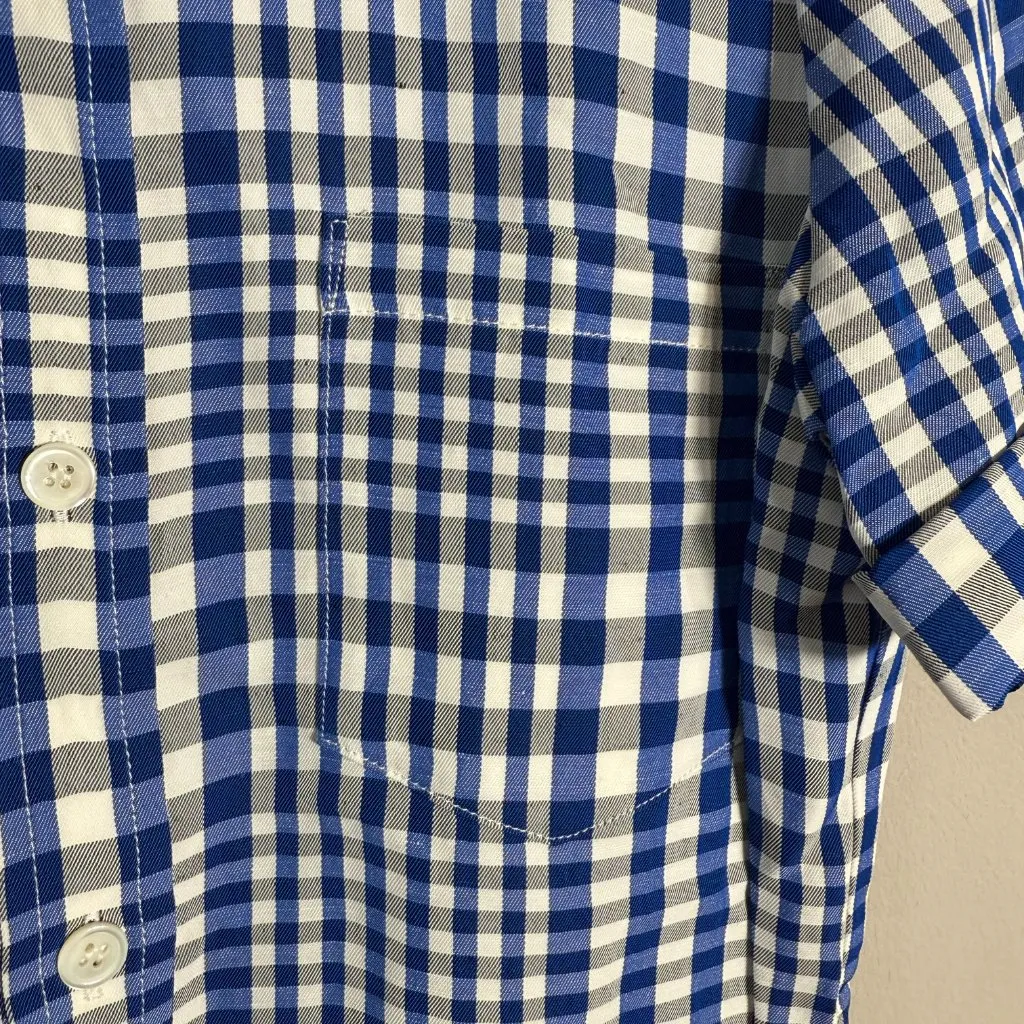 Theory Mayvine Dillon Plaid Linen Mini Shirt Dress Women 4 Blue White Preppy NWT - Image 12