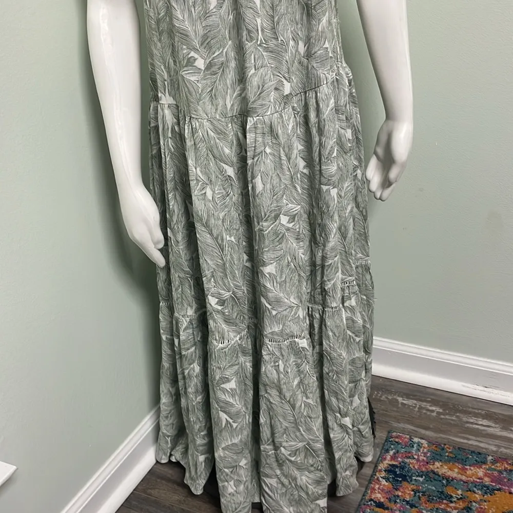 Calista White & Olive Green Tropical Print Dress size Medium NEW - Image 4