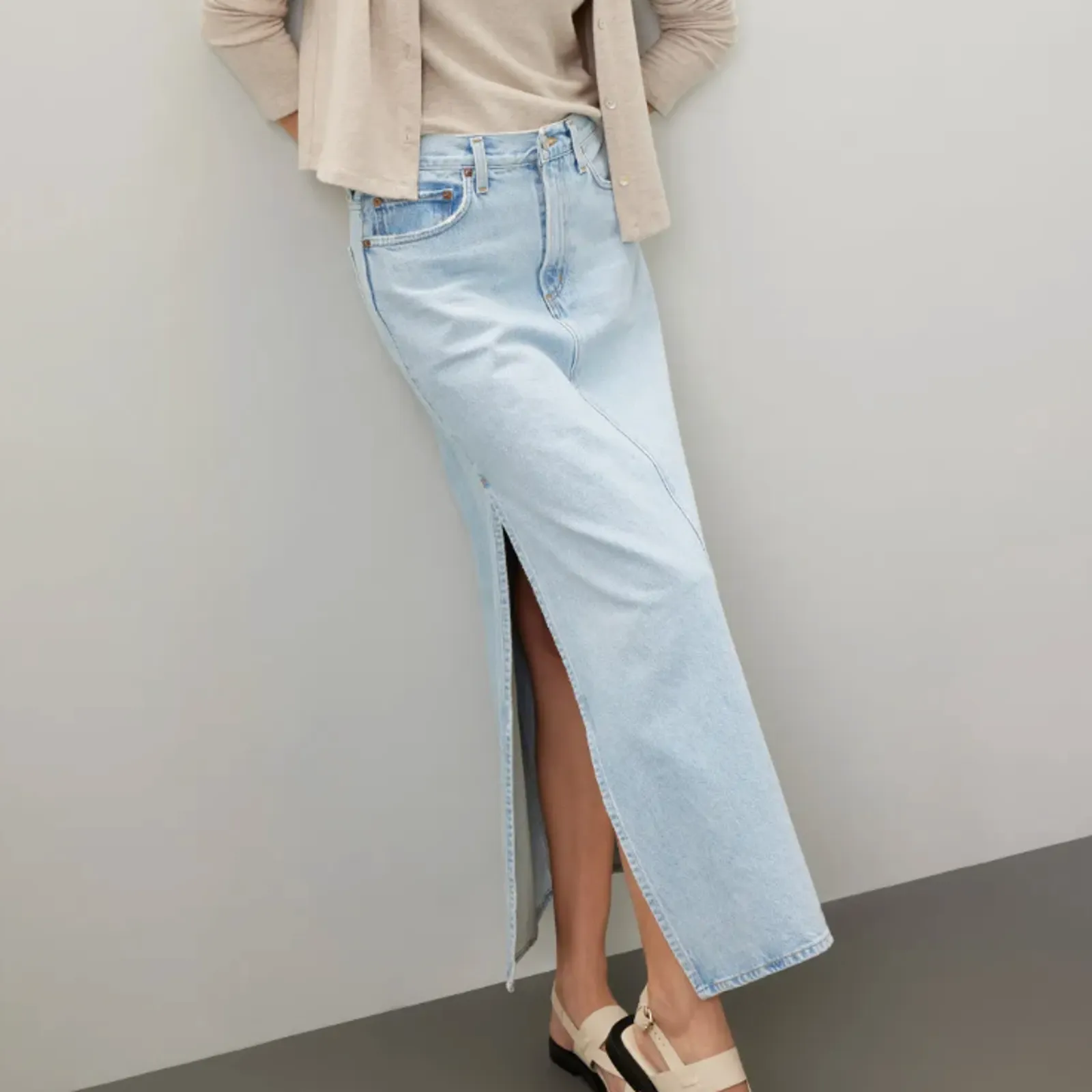 Agolde Denim Maxi Skirt SIZE 27 Jean Western Rigid Country Festival $258 FLAW - Image 3