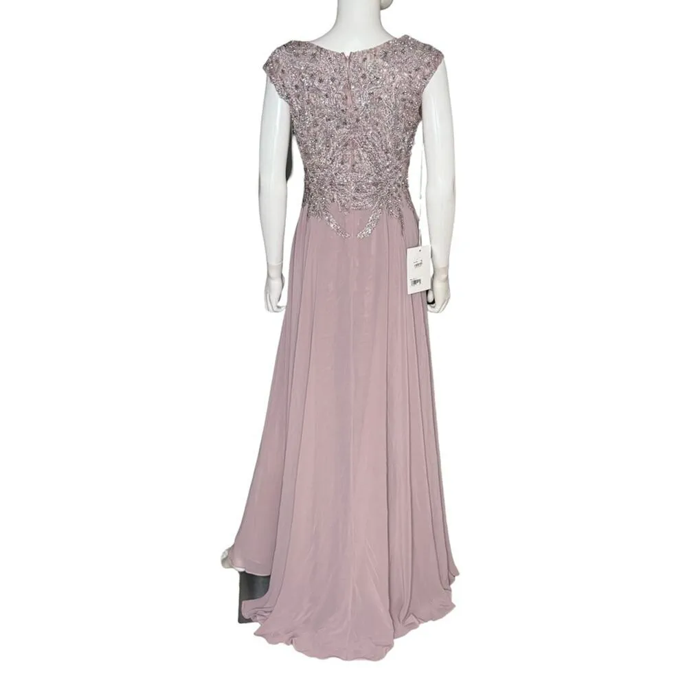 Mac Duggal Applique Cap Sleeve Bodice Flowy Gown Vintage Lilac Women’s Sz 8 - Image 6