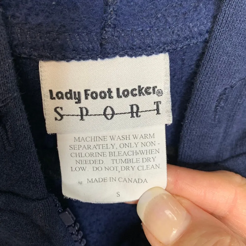 Vintage 1/4 Zip Sweatshirt Hoodie Navy Blue Sz Small Lady Foot Locker - Image 4