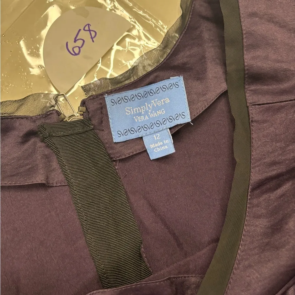Simply Vera Wang Sleeveless Dark Purple Knee Length Sheath Shift Dress Size 12 - Image 6