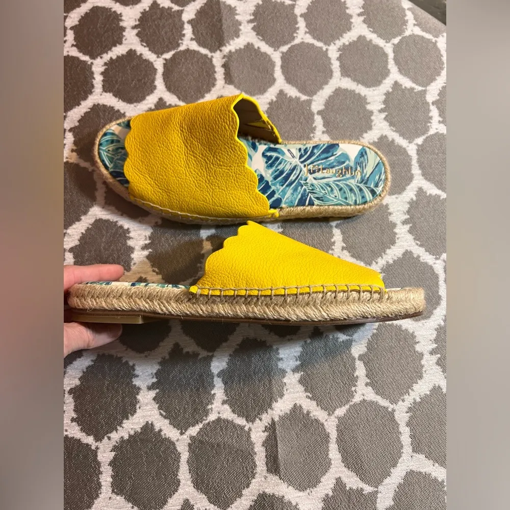 J McLaughlin Yellow Scalloped Espadrille Slide colorful flat summer sandal - Image 4