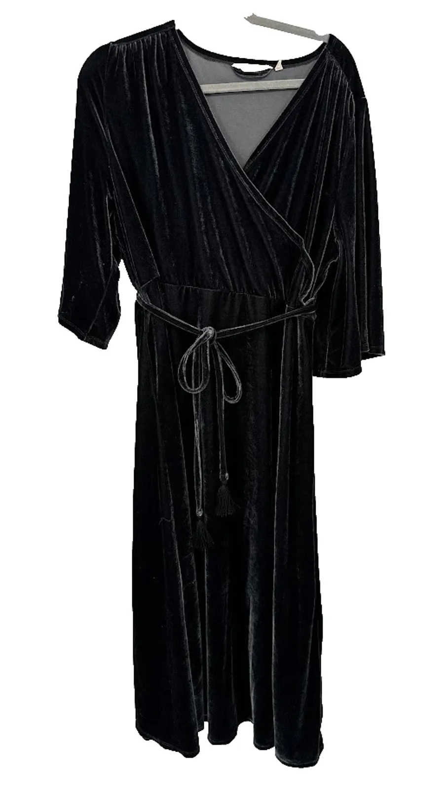 Soft Surroundings 2X Black Velvet Maxi Dress Witchy Goth Soft Dark Fairy Hallow - Image 1