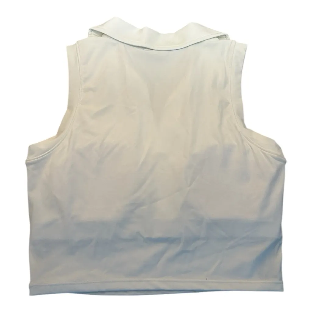 NWT Mono B Athletic White Crop Top With Black Stripes Collared Size Medium - Image 2