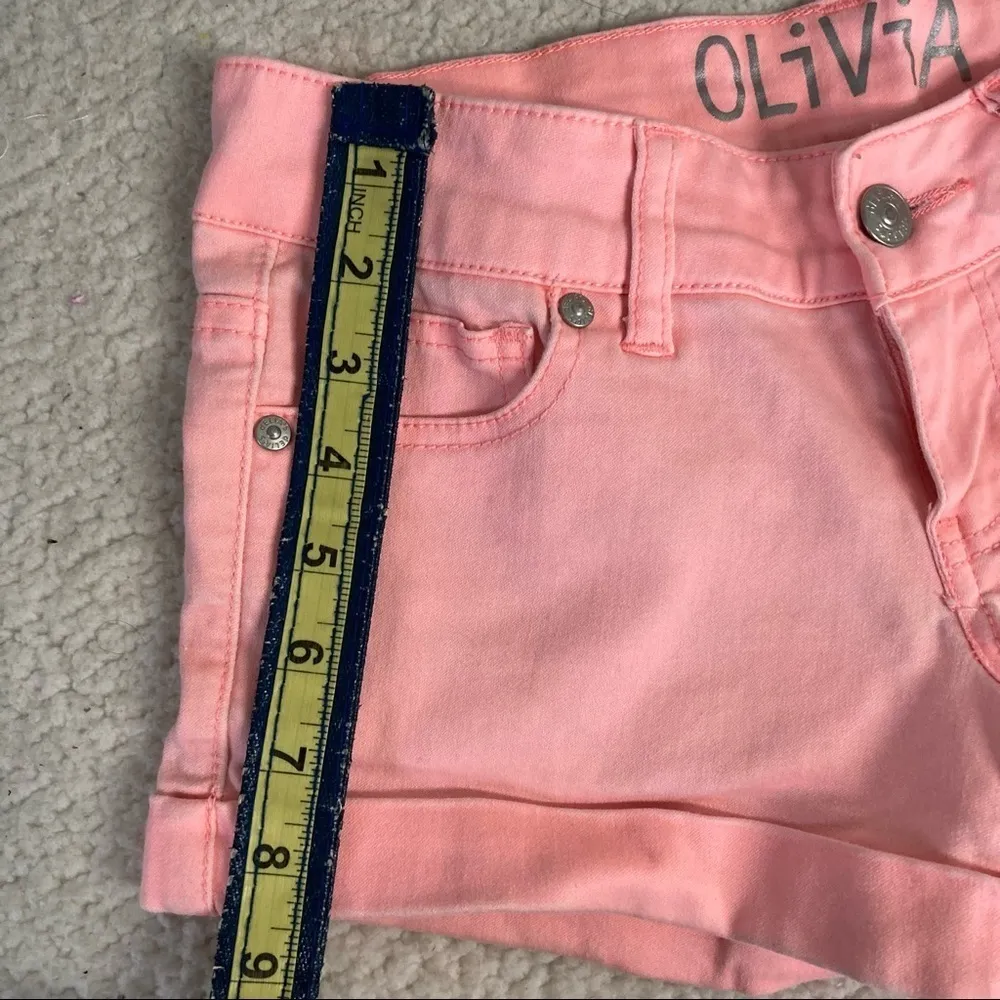 Delia’s Olivia Denim Rolled Shorts Coral Pink X-Small 0 - Image 8