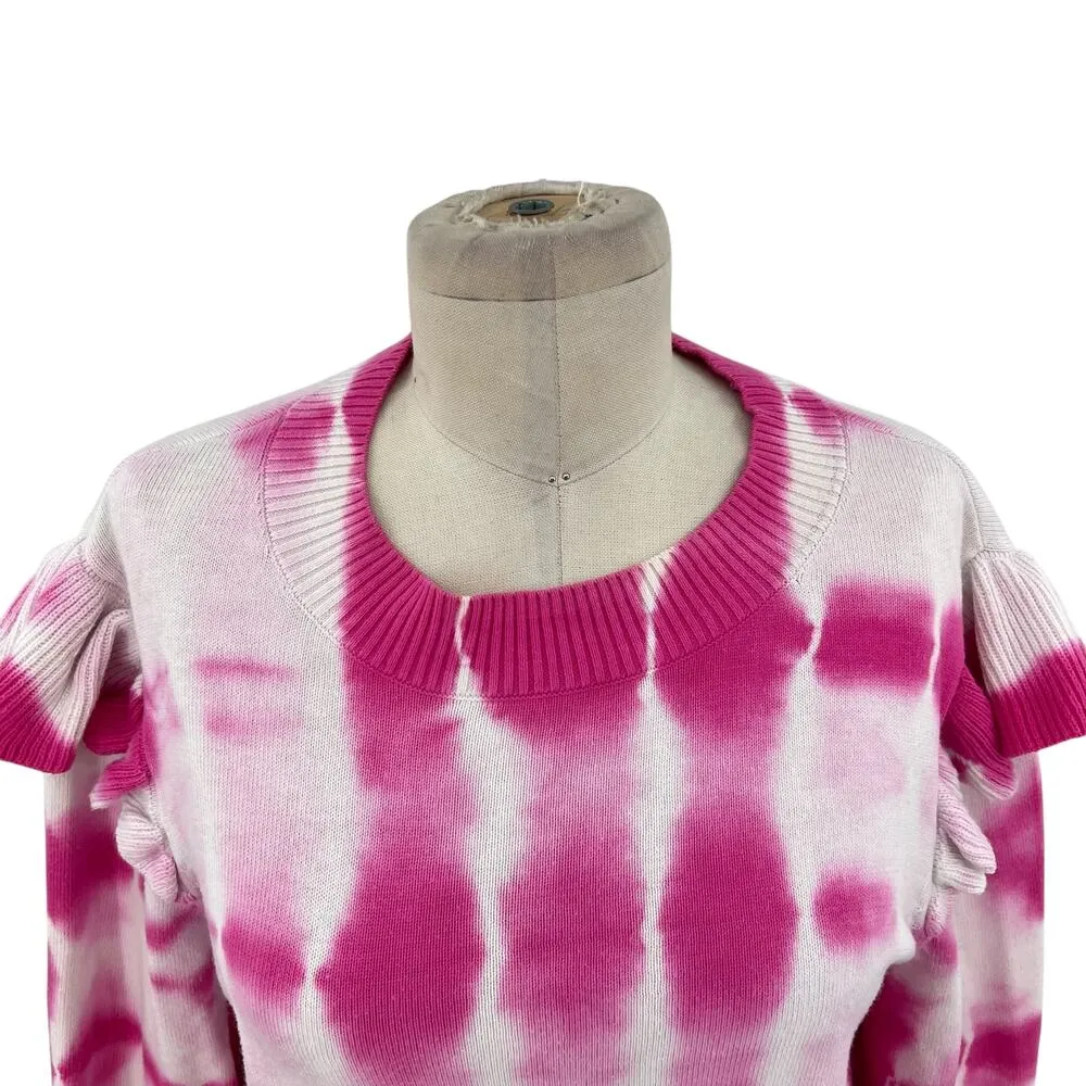 Generation Love Colette Tie-Dye Sweater‎ Pink White Ruffle Sleeve Size Medium - Image 6