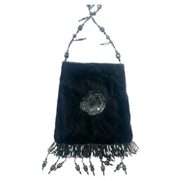 Todd Anthony Black Beaded‎ Sequin Evening Bag Vintage Flapper Purse - Image 6