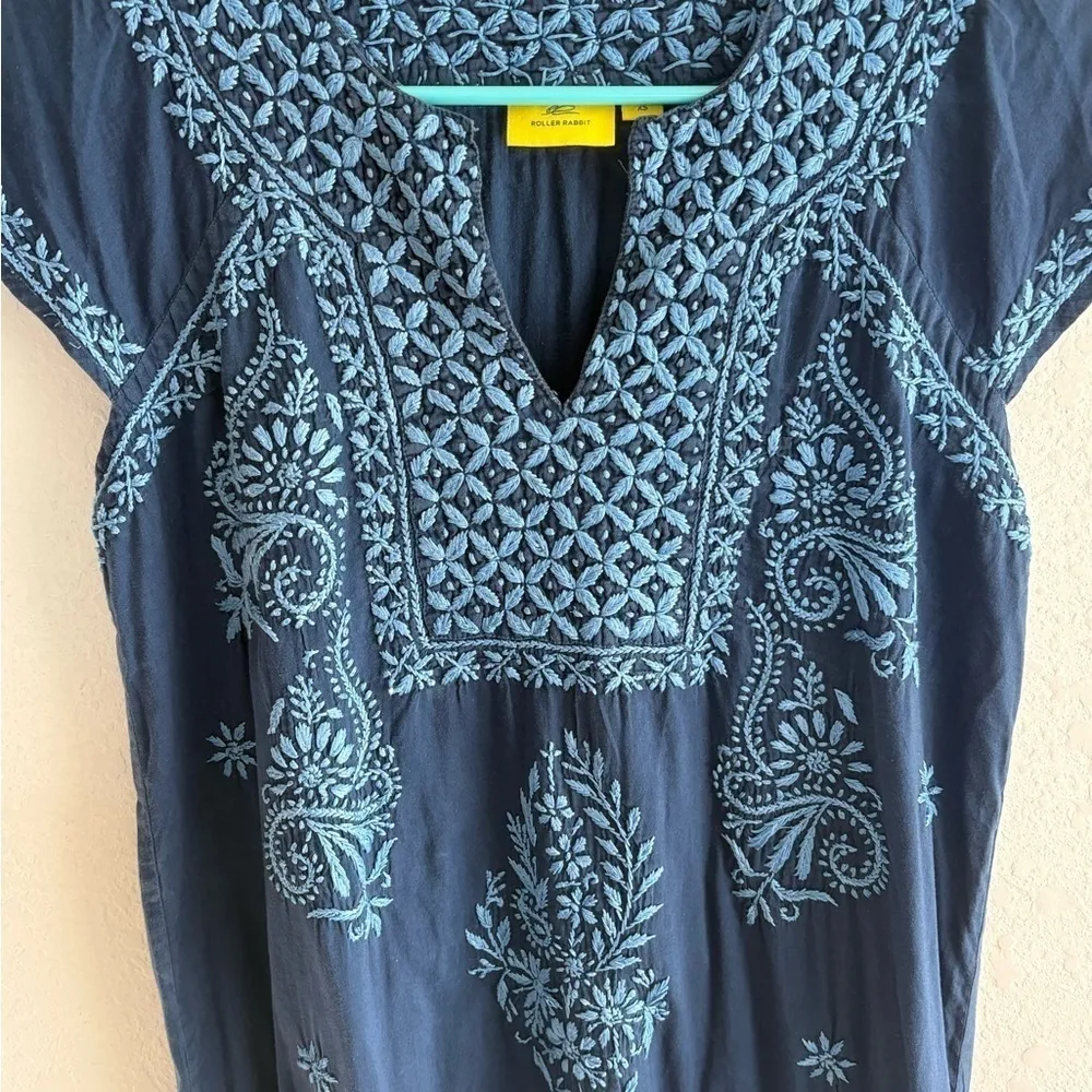Roller Rabbit  Blue Floral Embroidered Dress Size XS - Image 2