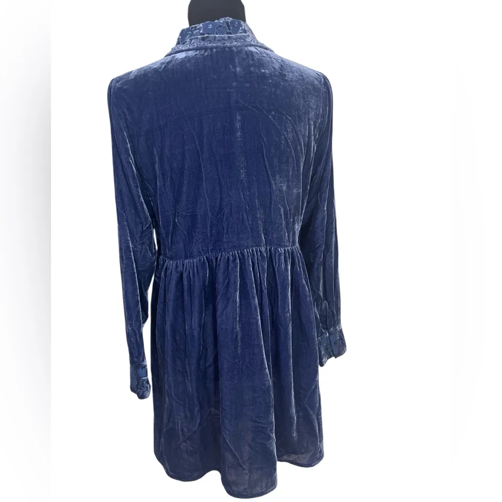 Soft Surroundings Blue Floral Embroidered Velvet Tunic - Image 5