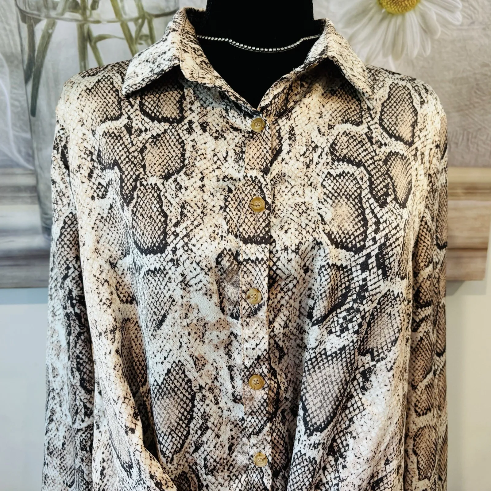 Sweet Lemon Silky Snake Skin High Low Wrap Dress • Size Medium - Image 7