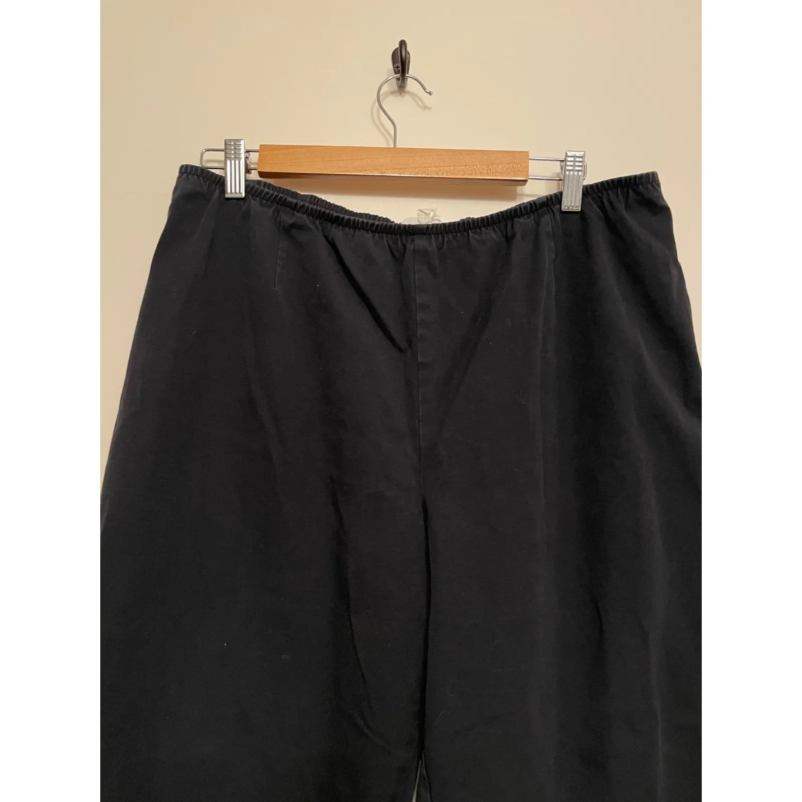 FLAW Eileen Fisher Ankle Pants Women 1X‎ Black Crop Cotton Comfort Classic READ - Image 2