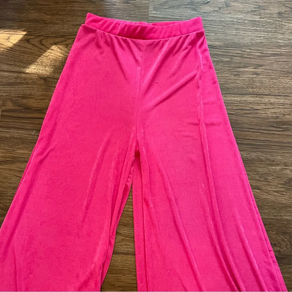 Y2K Pink Shimmer Barbie Flare Trouser Pull On Pants Wide Leg Flare Sz S/M Size M - Image 7