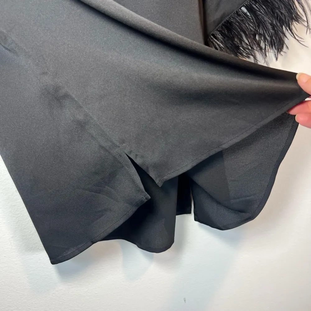 Vince Camuto Faux Feather Trim Short Sleeve Blouse Shirt Black NEW Womens Sz XXS - Image 8