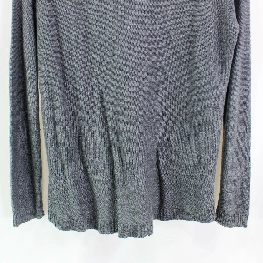 89th & Madison Womens Pullover Sweater Gray Scoop Neck Studded Ribbed Hem - Image 6