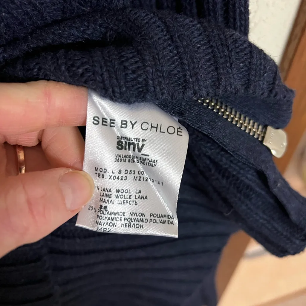 See By Chloe Dark Blue Cable Knit Sweater - Image 6