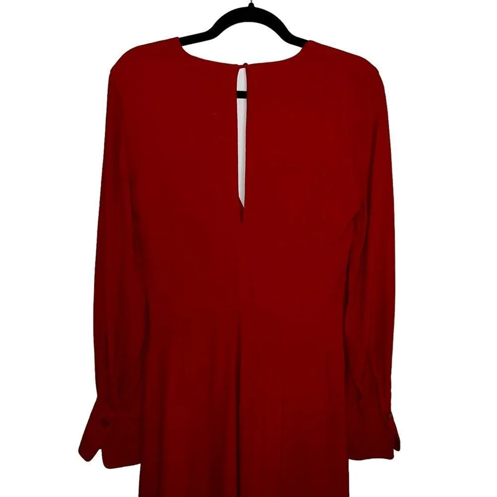 Equipment Faun Twist Knot Red Midi Dress Long Sleeve Holiday Party Winter Sz 6 N - Image 9
