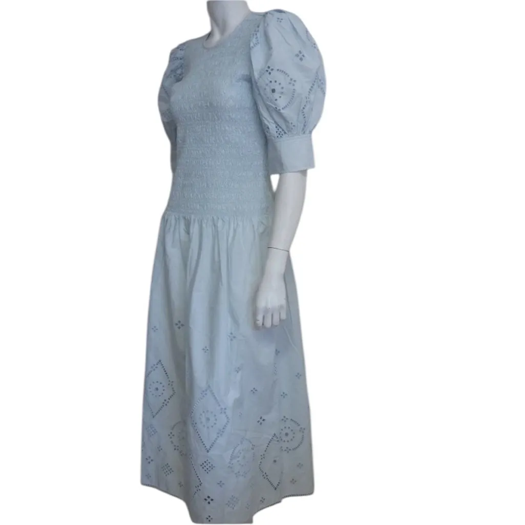 ✨Ganni Broderie Anglaise Midi Blue Sz Small Dress✨ - Image 12