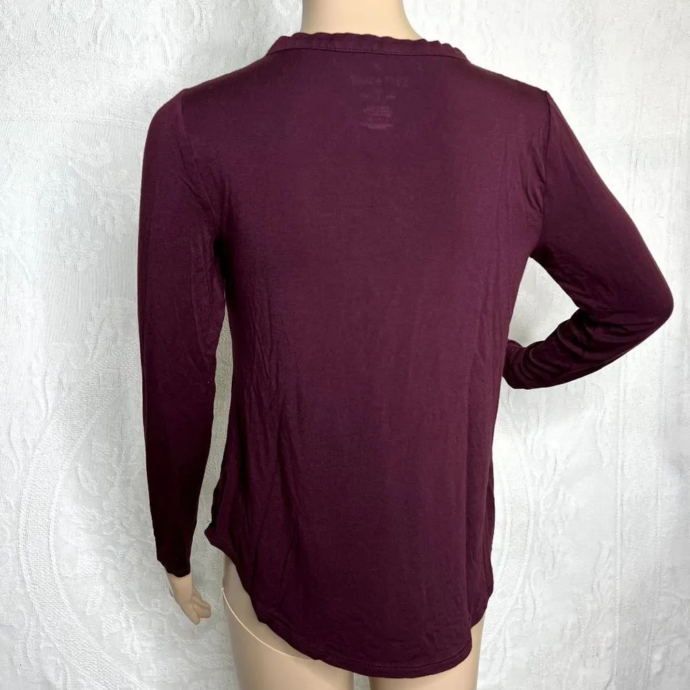 American Eagle Maroon Strappy Long Sleeve Top - Image 3