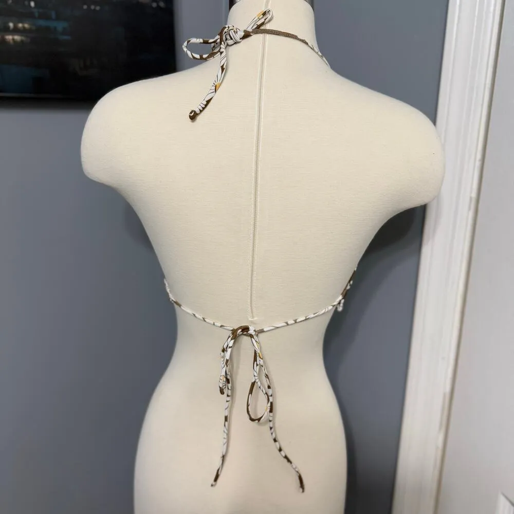 ASOS  halterneck daisy crop top, brown, M - Image 3