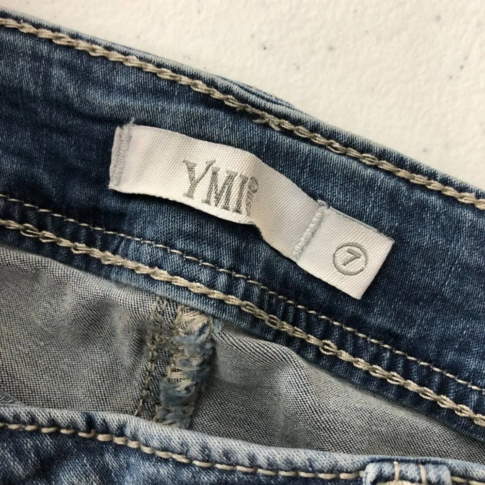 YMI Womens Jeans Skinny Distressed Fading Low Rise Stretch Size 7 - Image 3