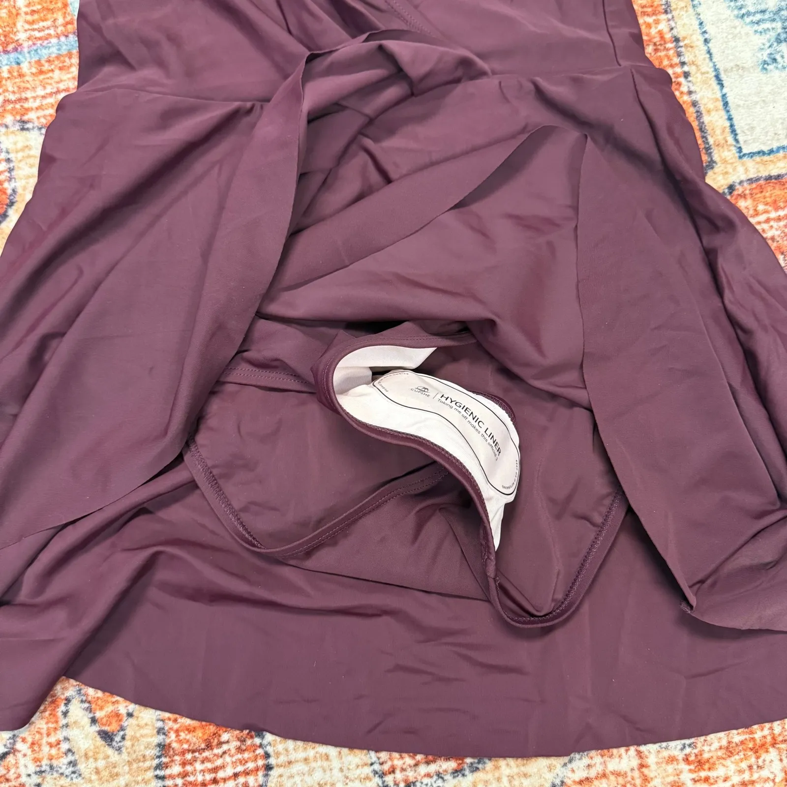 CUPSHINE NWT Burgundy Wrap Front Swim Dress Tummy Control One Piece Size M Purple Size M - Image 4