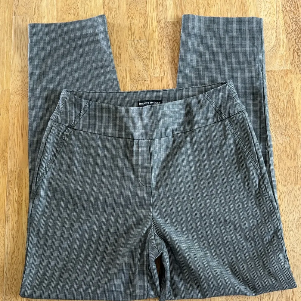 Hilary Radley Monochrome Black Plaid Pull-on Trousers medium petite 28” inseam - Image 1