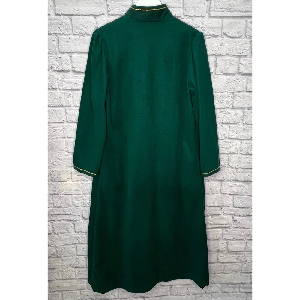 Vintage Carriage Court 1/2 Zip Housecoat Robe Muumuu Gown M Green Embroidered Size M - Image 7