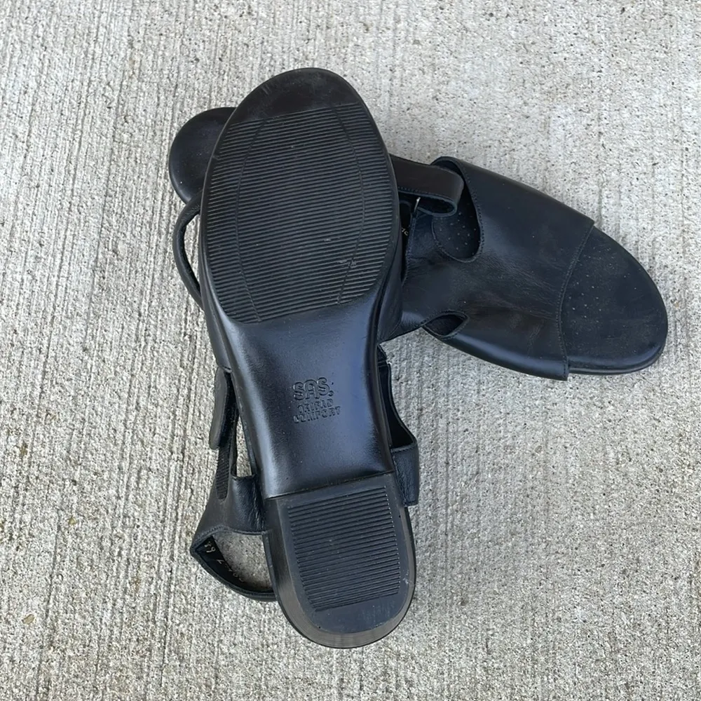 SAS womens black sandals heels pumps Mature Classic Traditional Comfy Size 11W - Image 5